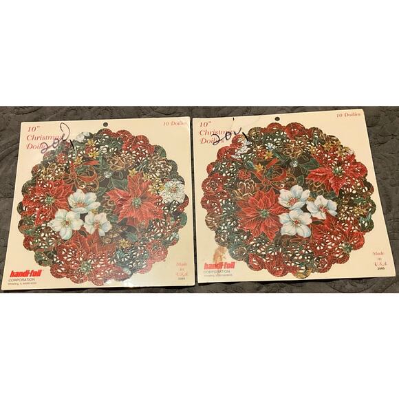 VTG 2 Packs 20 Handi-Foil 10" Christmas Dollies Poinsettia Made in USA 20 Total - Picture 1 of 5